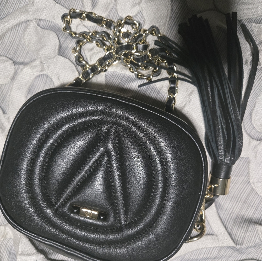 Valentino Black Quilted Leather Crossbody with Gold Chain - Picture 8 of 8